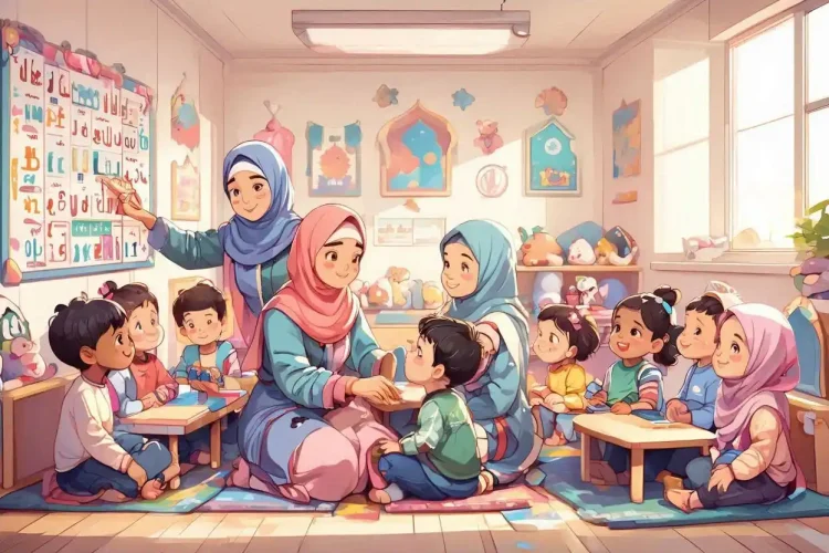 kegiatan belajar anak di TK Islami bersama guru di kelas merupakan aspek penting memilih tk islami