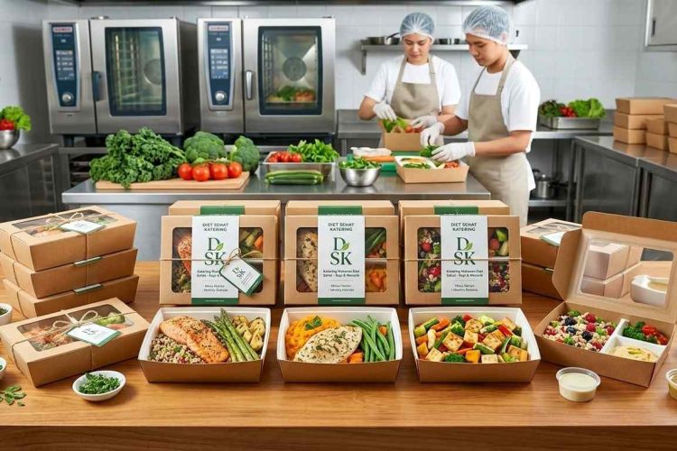usaha catering makanan diet sehat dengan kemasan rapi dan menarik
