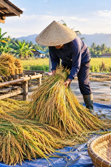 cara menyiapkan padi sebelum dirontokkan