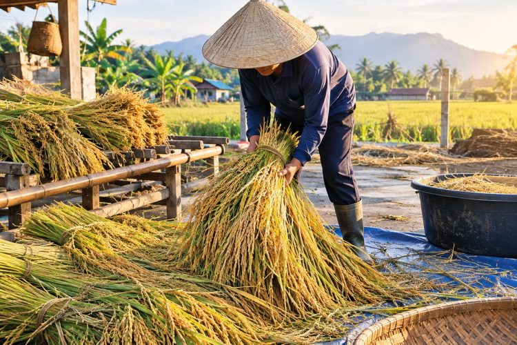 cara menyiapkan padi sebelum dirontokkan