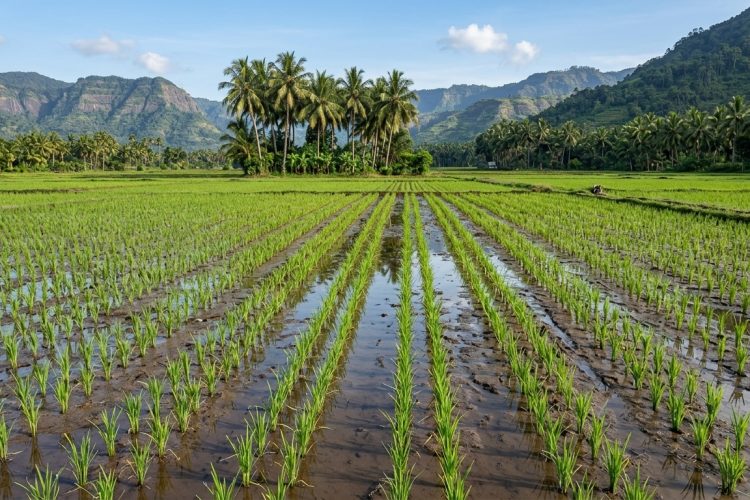 tips mengatur barisan tanaman padi